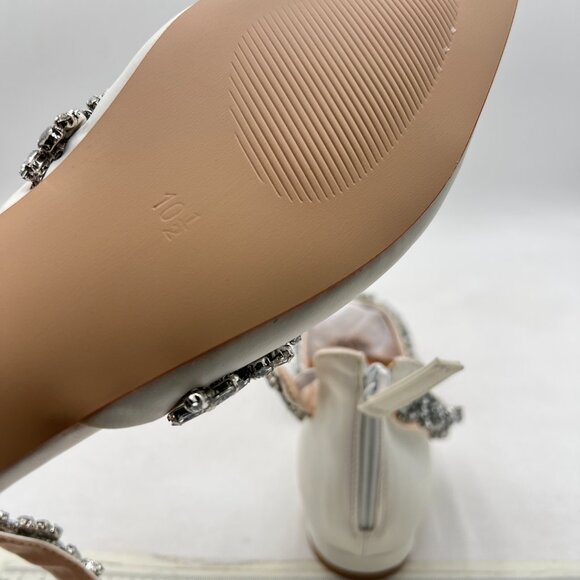 XYD White Pointed Toe D'Orsay Wedding Flat Sandals Sparkly Rhinestones Dress Sho - Picture 6 of 8